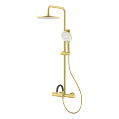 Chrome exposed shower set with handheld shower wall mount shower column