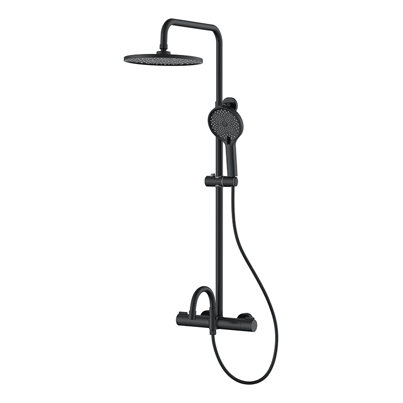 Chrome exposed shower set with handheld shower wall mount shower column