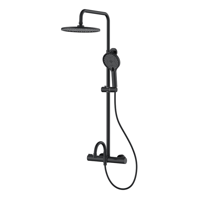 Chrome exposed shower set with handheld shower wall mount shower column