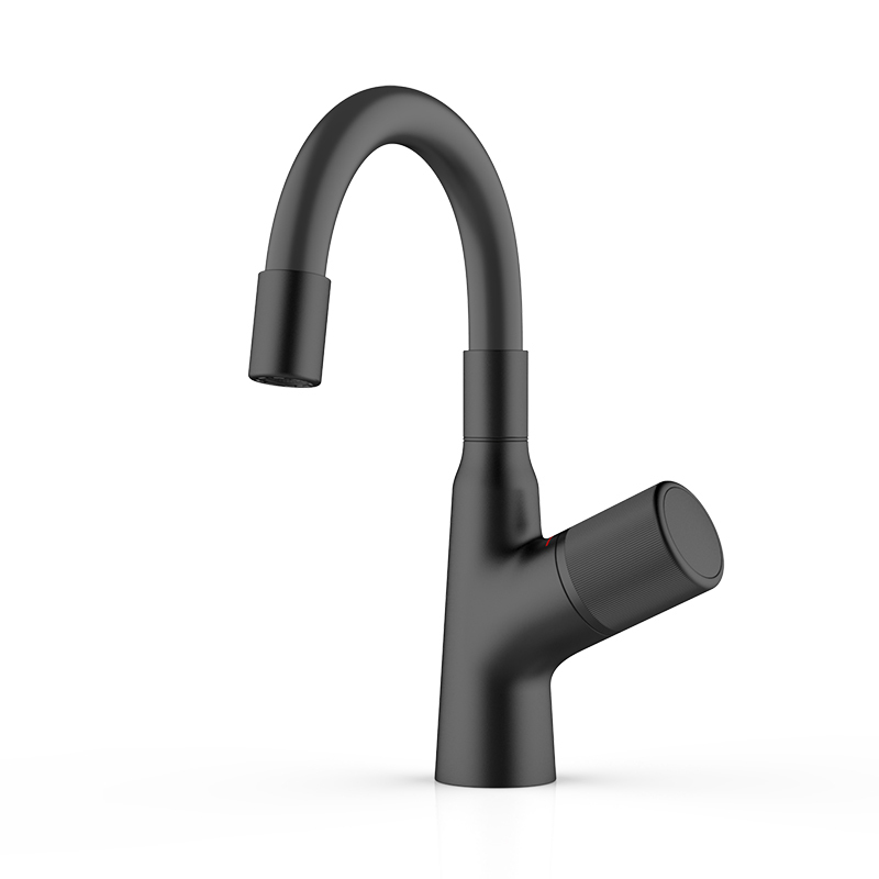 High Quality Single-Handle Contemporary Deck Mounted Basin Faucet 360 Rotation Spring Black Plated Polished Ceramic Modern