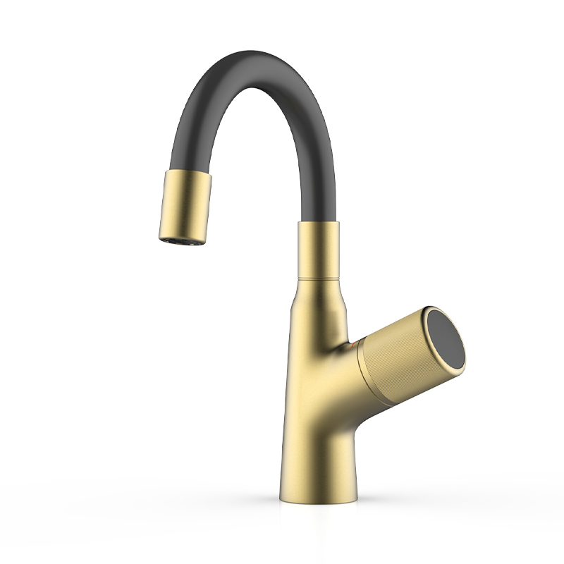 High Quality Single-Handle Contemporary Deck Mounted Basin Faucet 360 Rotation Spring Black Plated Polished Ceramic Modern