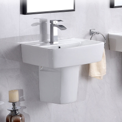New Sanitary Modern Rectangular Wall Mounted Ceramic Bathroom Hand Wash White Wall Hung Luxury Hotel Basin Sink