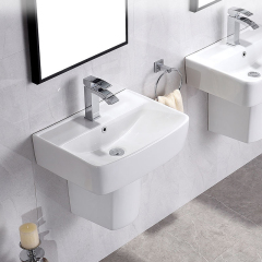 New Sanitary Modern Rectangular Wall Mounted Ceramic Bathroom Hand Wash White Wall Hung Luxury Hotel Basin Sink