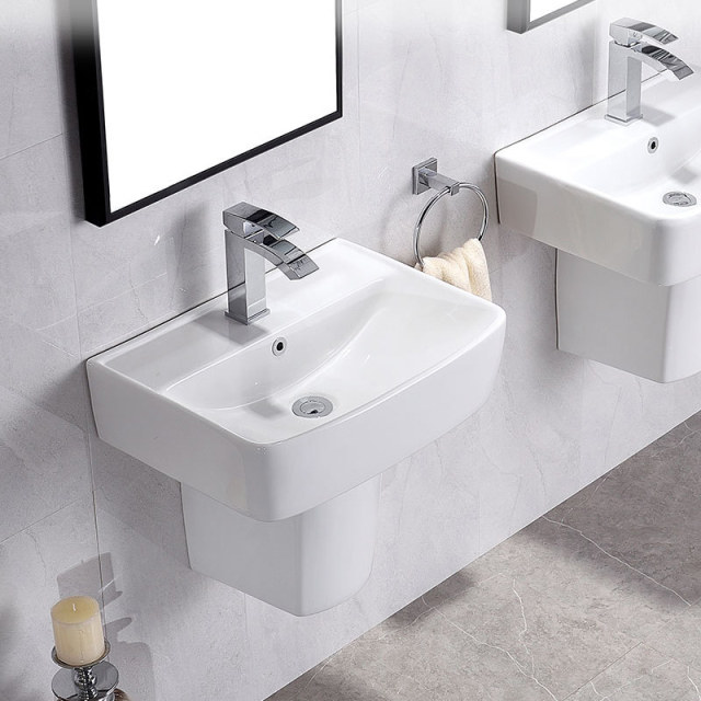 New Sanitary Modern Rectangular Wall Mounted Ceramic Bathroom Hand Wash White Wall Hung Luxury Hotel Basin Sink