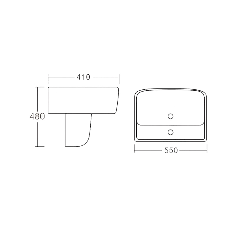 New Sanitary Modern Rectangular Wall Mounted Ceramic Bathroom Hand Wash White Wall Hung Luxury Hotel Basin Sink