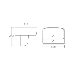New Sanitary Modern Rectangular Wall Mounted Ceramic Bathroom Hand Wash White Wall Hung Luxury Hotel Basin Sink