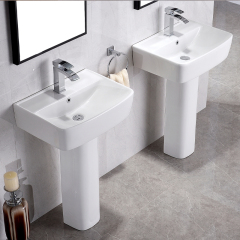 Modern Style Rectangular Bathroom Ceramic Hand Wash Basin With Pedestal