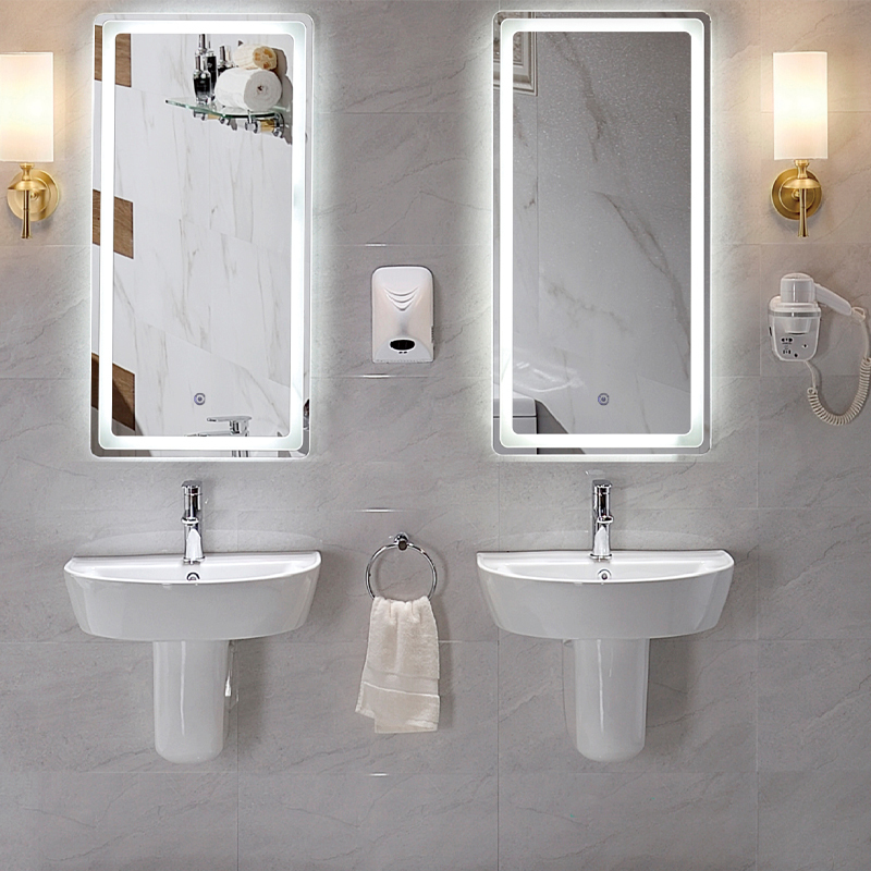 Single Hole Ceramic Bathroom Wash Hand Rectangle Half Pedestal Basin