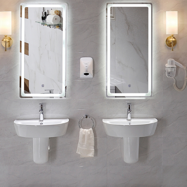 Single Hole Ceramic Bathroom Wash Hand Rectangle Half Pedestal Basin