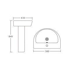 New Design Fit To Wall Ceramic Wash Basin With Pedestal Set