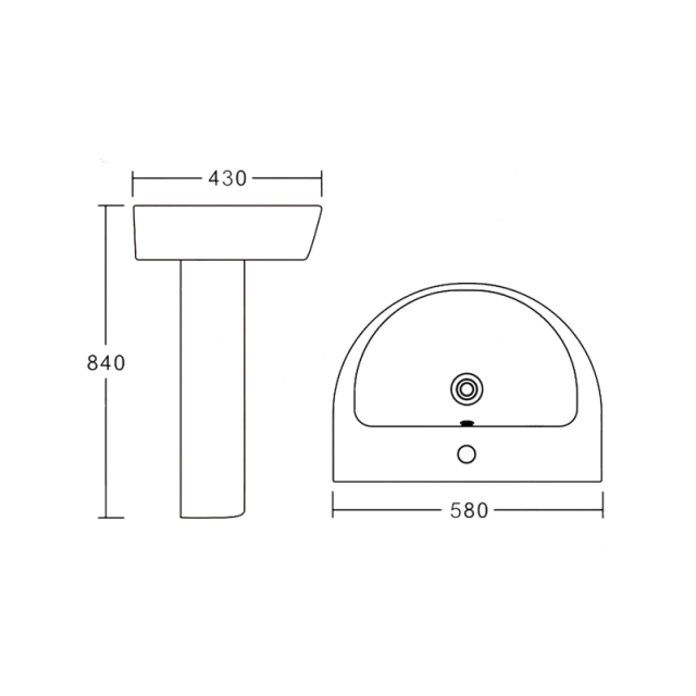 New Design Fit To Wall Ceramic Wash Basin With Pedestal Set