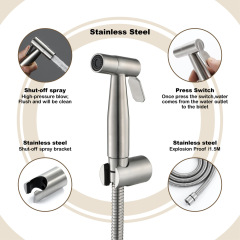 Brushed Nickel Toilet Bidet Set Stainless Steel Wall Mount Toilet Shower Sprayer
