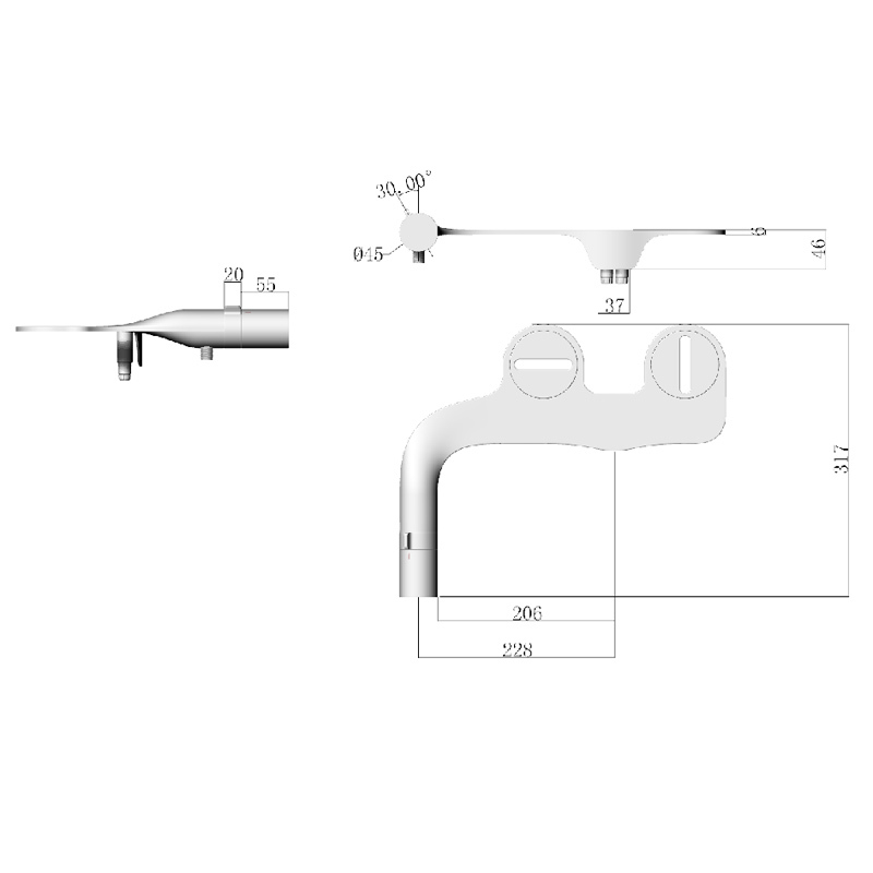 Ultra Thin Double Nozzles Cold Water Right Hand Bidet Attachment