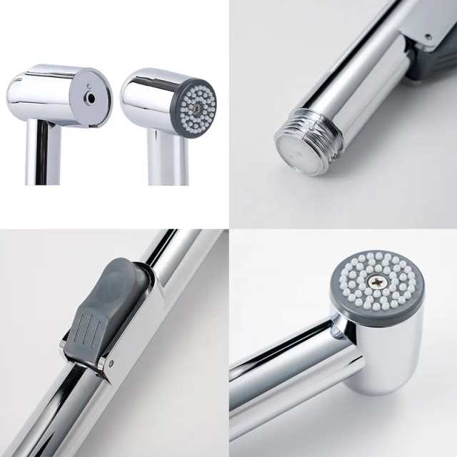 Chrome Plastic High Quality Bathroom Handheld Shattaf Shattaf Toilet Bidet Sprayer with Holder
