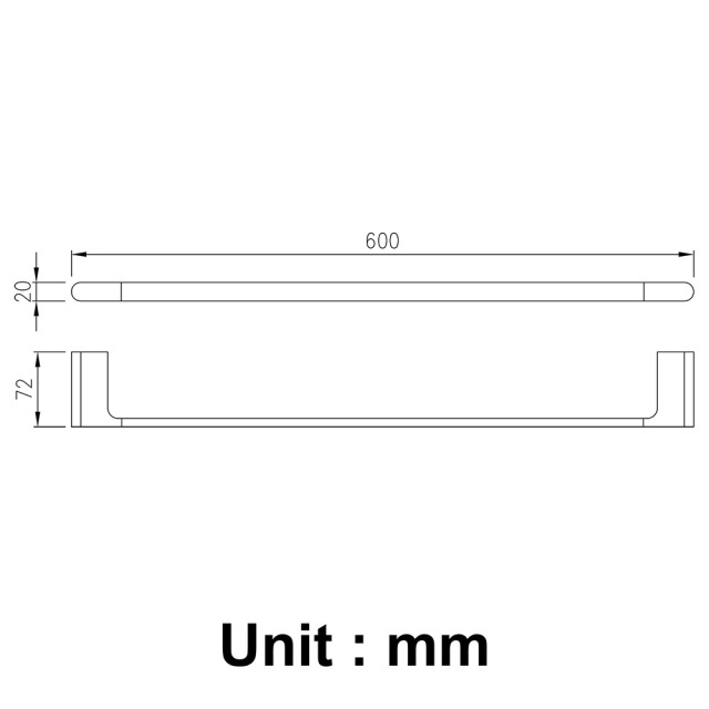 Towel Rail Towel Bar Bathroom Hardware Towel Rack Bar Single Bar（Matte Black）