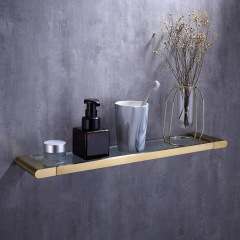 Glass Shelf For Bathroom Accessories Wall Mounted Bath Towel Shelf （Matte Black）