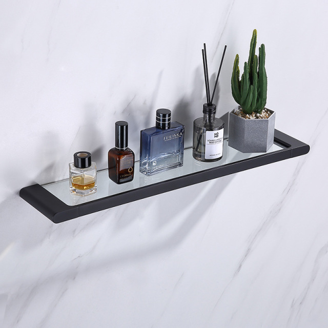 Glass Shelf For Bathroom Accessories Wall Mounted Bath Towel Shelf （Chrome）