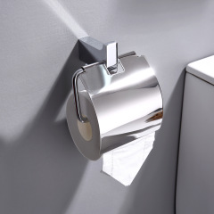 Bathroom Accessories Toilet Roll Holder with Lid Toilet Paper Holder Toilet Tissue Holder（Chrome）