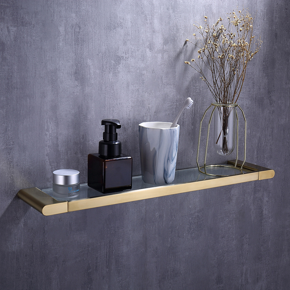 Glass Shelf For Bathroom Accessories Wall Mounted Bath Towel Shelf （Chrome）