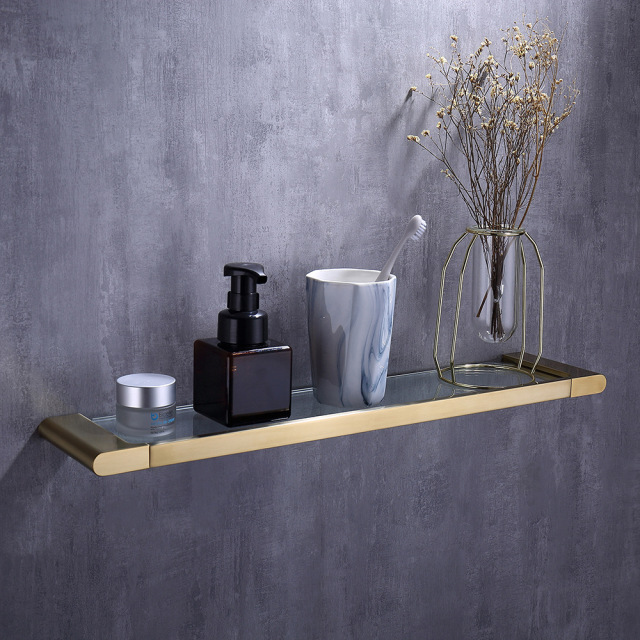 Glass Shelf For Bathroom Accessories Wall Mounted Bath Towel Shelf （Chrome）