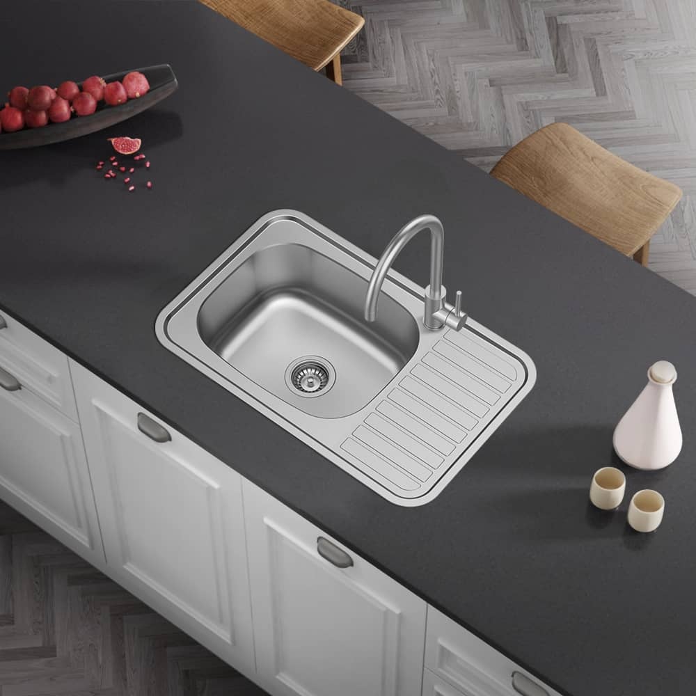 Kitchen Single Bowl Sink With Drainboard