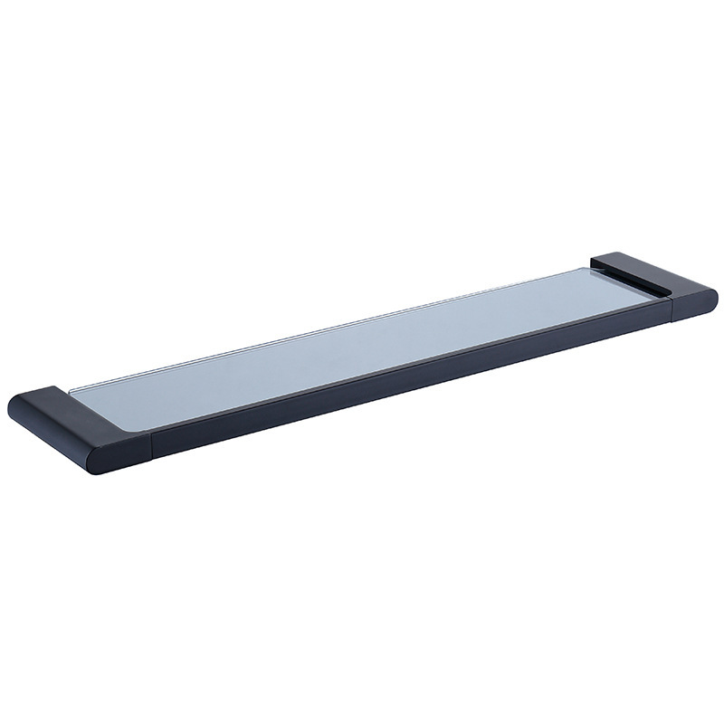 Glass Shelf For Bathroom Accessories Wall Mounted Bath Towel Shelf （Matte Black）