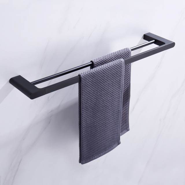 Towel Rail Towel Bar Bathroom Hardware Towel Rack Bar Double Bar（Brushed Gold）