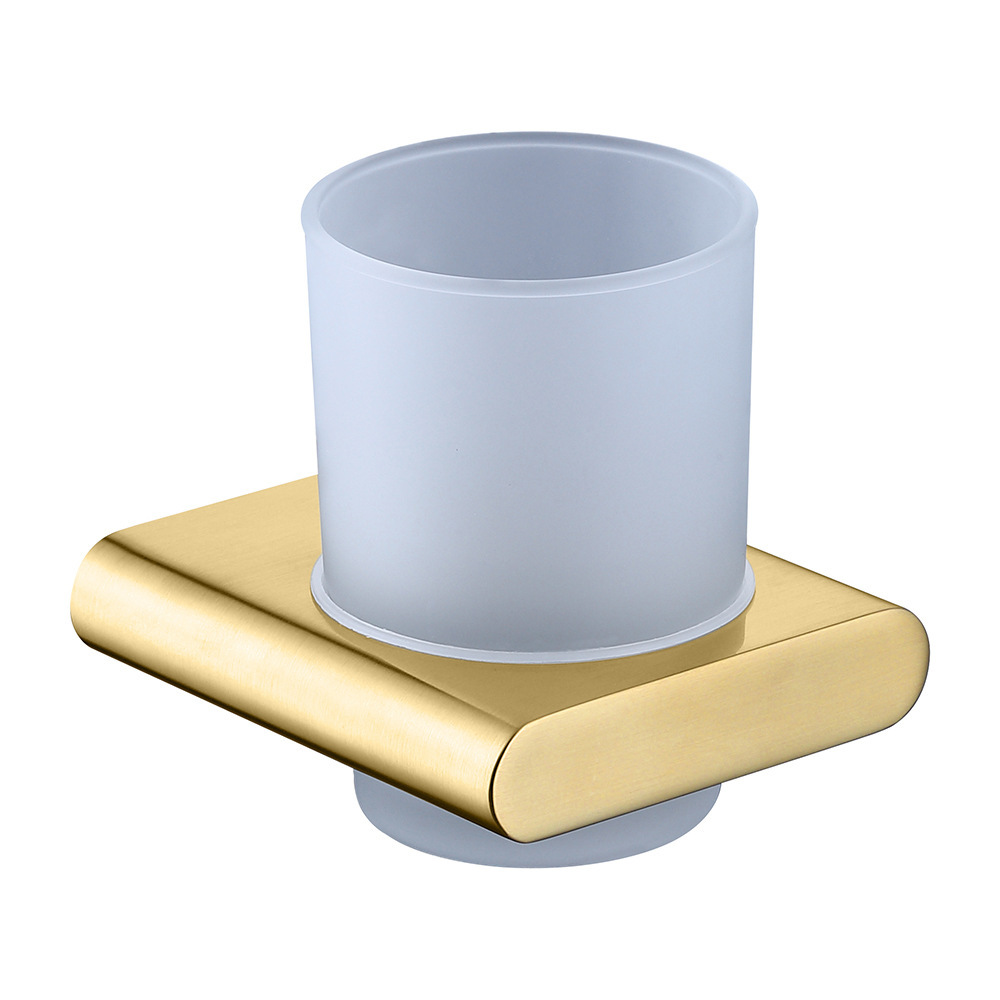 Bathroom Tumbler Holder Tooth Brush Holder（Brushed Gold）