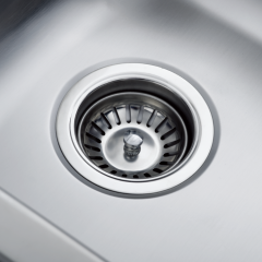 Kitchen double bowl sink with drainboard