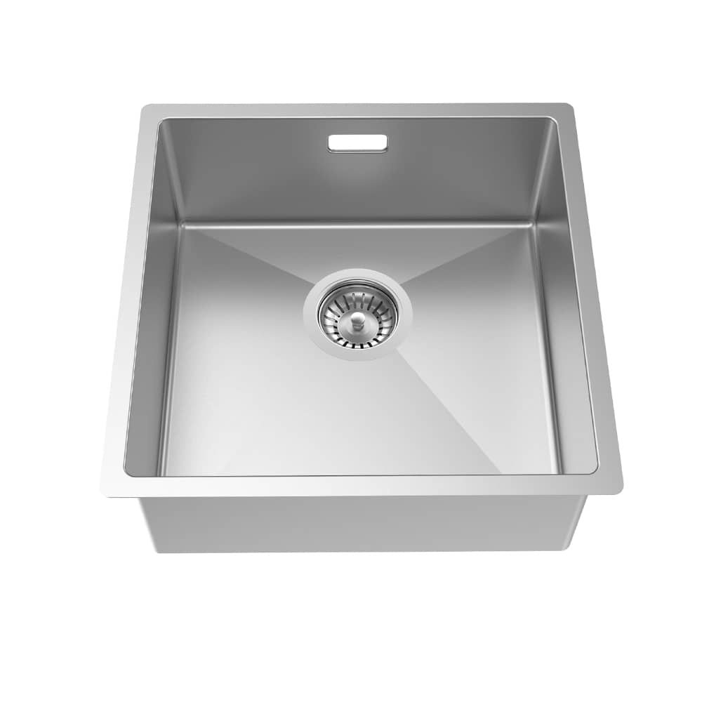 Kitchen single bowl sink with overflow hole