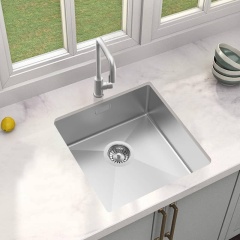 Kitchen single bowl sink with overflow hole