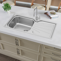 Kitchen Single Bowl Sink With Drainboard