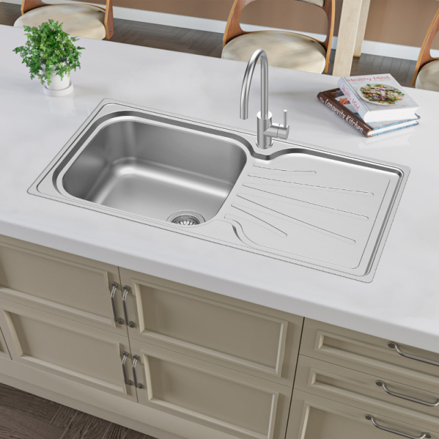 Kitchen Single Bowl Sink With Drainboard