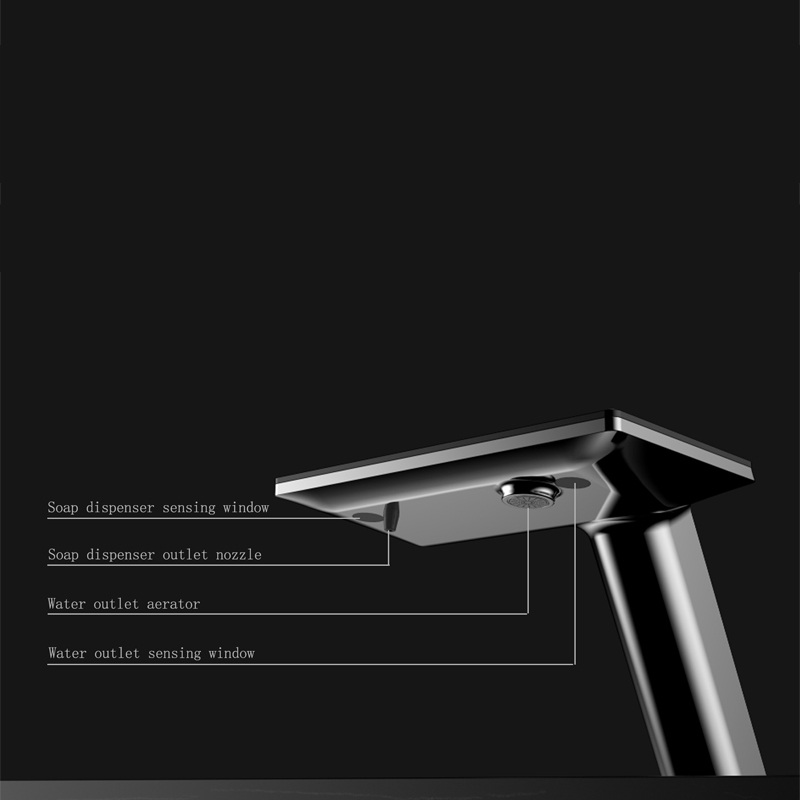 Non-touch double laser sensing faucet Soap dispenser and Hand washing（PVD Grey）