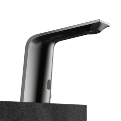 Touch less sensor smart hot and cold water lavatory wash basin faucet mixer tap（Matte Black）