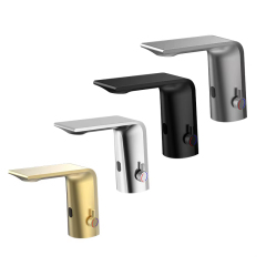 Touch less sensor smart hot and cold water lavatory wash basin faucet mixer tap（Matte Black）