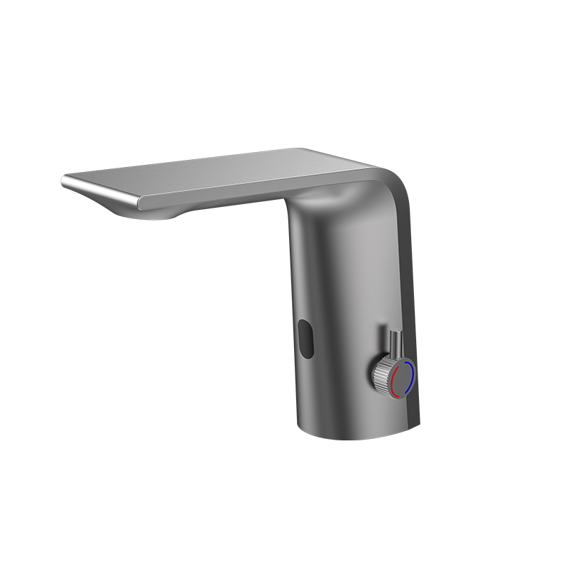 Touch less sensor smart hot and cold water lavatory wash basin faucet mixer tap（PVD Gold）