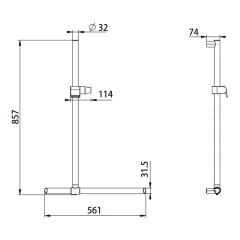 Shower T-shaped handrail