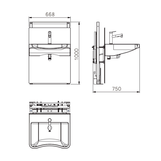 Electric lifting ceramic basin