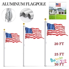 20 25 30FT Flag Pole Telescopic Aluminum Flagpole Kit with US Flag in USA