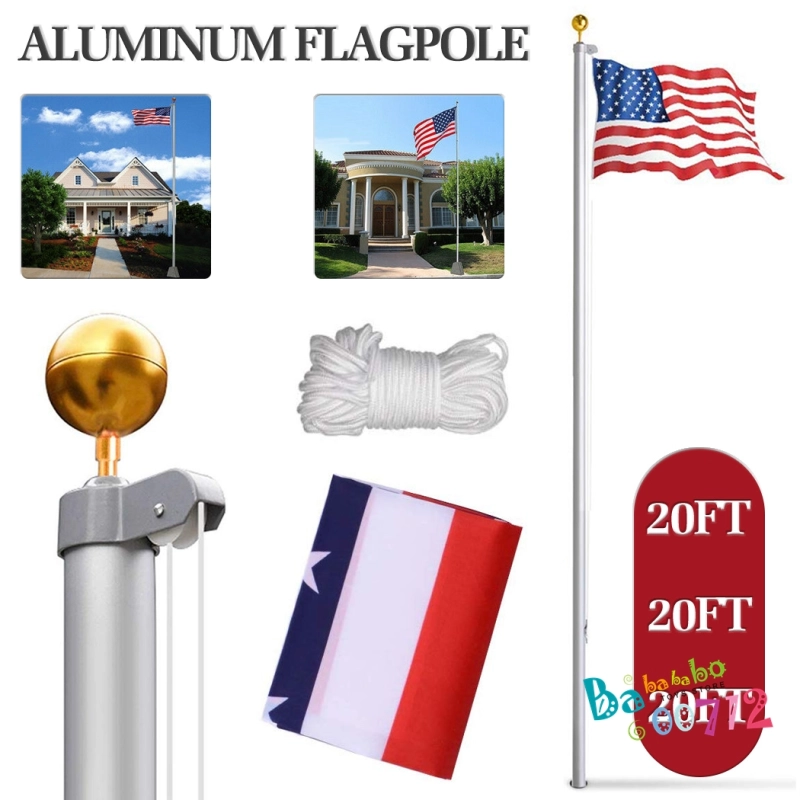 20 25 30FT Flag Pole Telescopic Aluminum Flagpole Kit with US Flag in USA