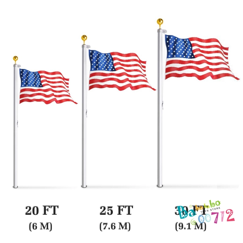 20 25 30FT Flag Pole Telescopic Aluminum Flagpole Kit with US Flag in USA