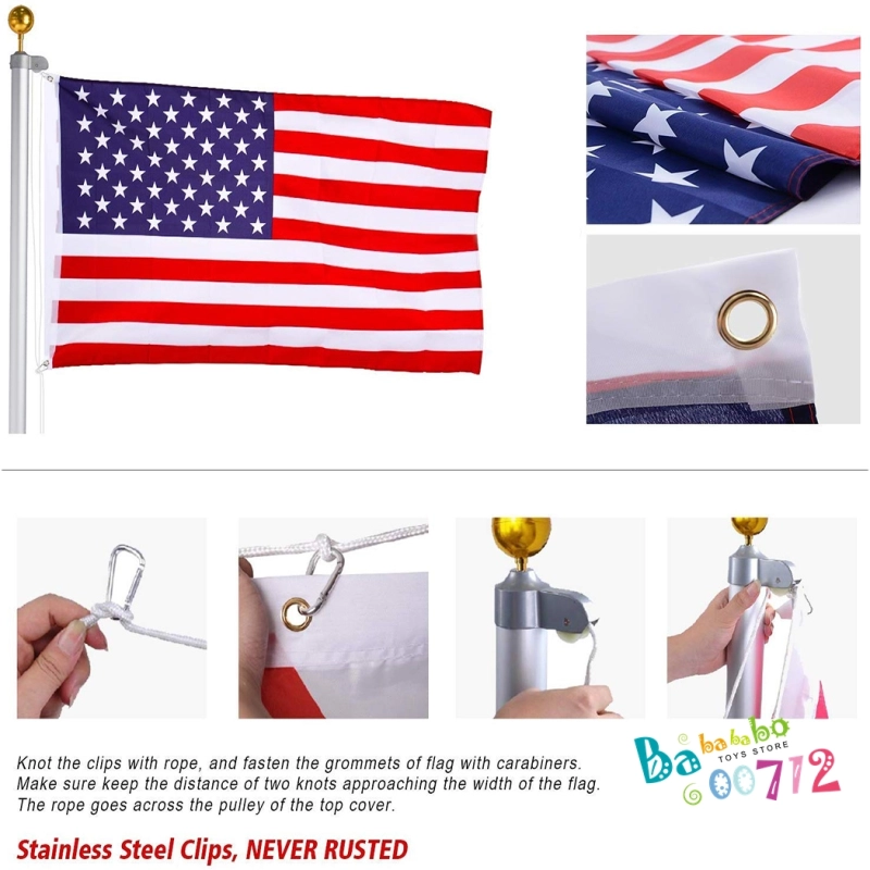 20 25 30FT Flag Pole Telescopic Aluminum Flagpole Kit with US Flag in USA