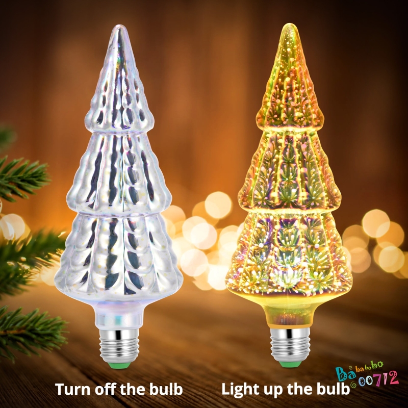 E27 LED Bulb 3D Christmas Tree Fireworks Party Yard Lamp Xmas String Lights