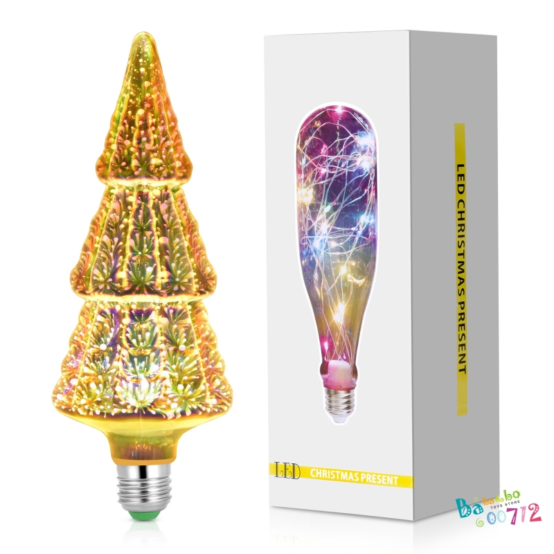 E27 LED Bulb 3D Christmas Tree Fireworks Party Yard Lamp Xmas String Lights