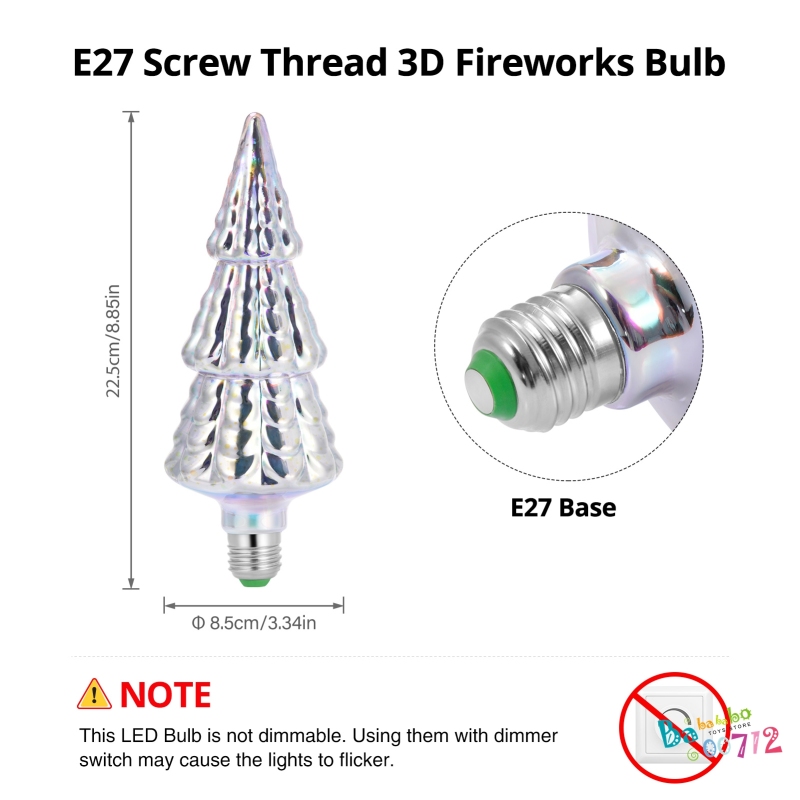 E27 LED Bulb 3D Christmas Tree Fireworks Party Yard Lamp Xmas String Lights