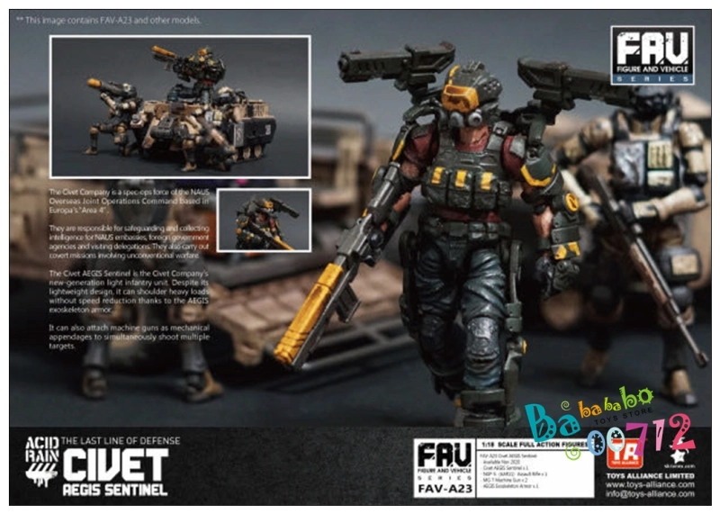 Acid Rain 1/18 FAV-A23 Soldier Robot Civet Aegis Sentinel Action Figure