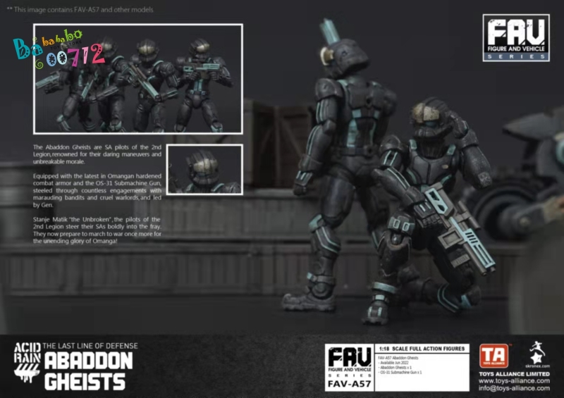 Pre-order  Acid Rain FAV-A57 Abaddon Gheists 1:18 Scale 3.75in Action Figure