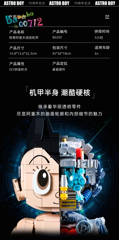 PANTASY Block ASTRO BOY MECHICAL 70TH CLEAR Version Block Model Toy Instock