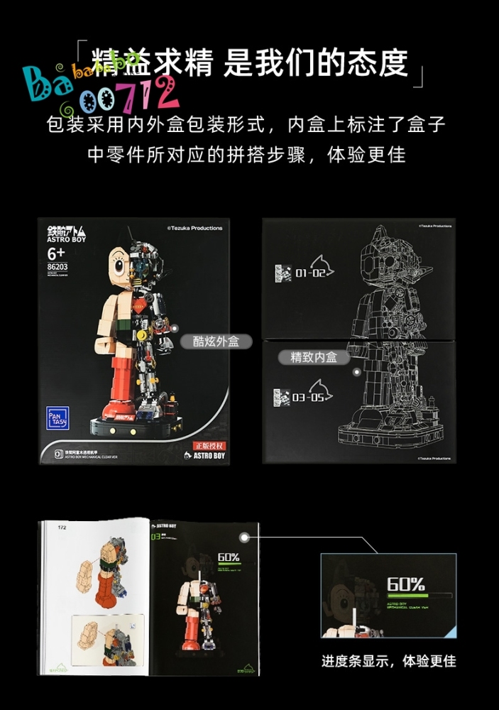 PANTASY Block ASTRO BOY MECHICAL 70TH CLEAR Version Block Model Toy Instock